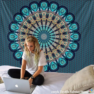 India Mandala Tapestry Wall Hanging Boho Decor Wall Cloth Tapestries Psychedelic Hippie Night Moon Tapestry Mandala Wall Carpet