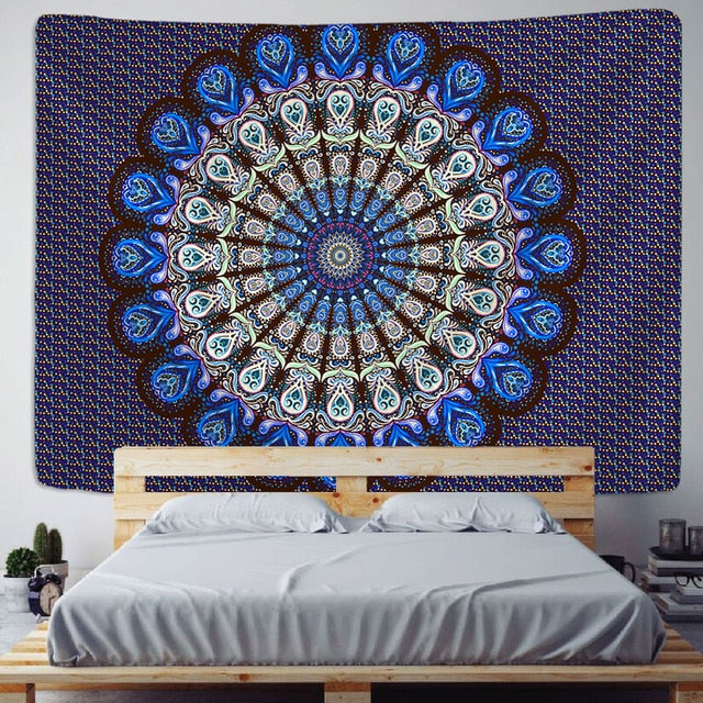 India Mandala Tapestry Wall Hanging Boho Decor Wall Cloth Tapestries Psychedelic Hippie Night Moon Tapestry Mandala Wall Carpet