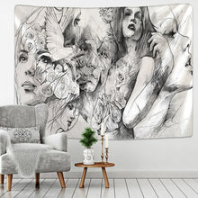 Load image into Gallery viewer, Creative Line Draw Tapestry Wall Hanging Boho Decor Hippie Kiss Psychedelic Wall Tapestry Abstract Carpet Wall Cloth Tapestries