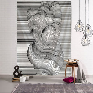 Creative Line Draw Tapestry Wall Hanging Boho Decor Hippie Kiss Psychedelic Wall Tapestry Abstract Carpet Wall Cloth Tapestries