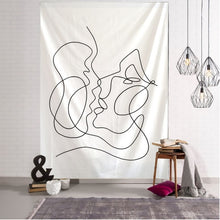 Load image into Gallery viewer, Creative Line Draw Tapestry Wall Hanging Boho Decor Hippie Kiss Psychedelic Wall Tapestry Abstract Carpet Wall Cloth Tapestries