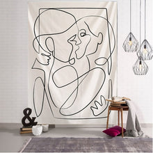 Load image into Gallery viewer, Creative Line Draw Tapestry Wall Hanging Boho Decor Hippie Kiss Psychedelic Wall Tapestry Abstract Carpet Wall Cloth Tapestries