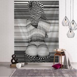 Creative Line Draw Tapestry Wall Hanging Boho Decor Hippie Kiss Psychedelic Wall Tapestry Abstract Carpet Wall Cloth Tapestries