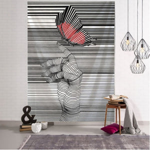 Creative Line Draw Tapestry Wall Hanging Boho Decor Hippie Kiss Psychedelic Wall Tapestry Abstract Carpet Wall Cloth Tapestries