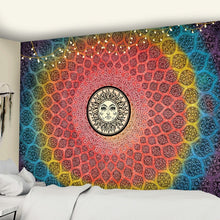 Load image into Gallery viewer, India Mandala Tapestry Wall Hanging Boho Decor Wall Cloth Tapestries Psychedelic Hippie Night Moon Tapestry Mandala Wall Carpet