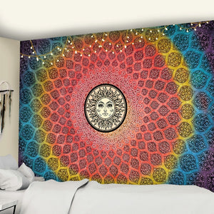 India Mandala Tapestry Wall Hanging Boho Decor Wall Cloth Tapestries Psychedelic Hippie Night Moon Tapestry Mandala Wall Carpet